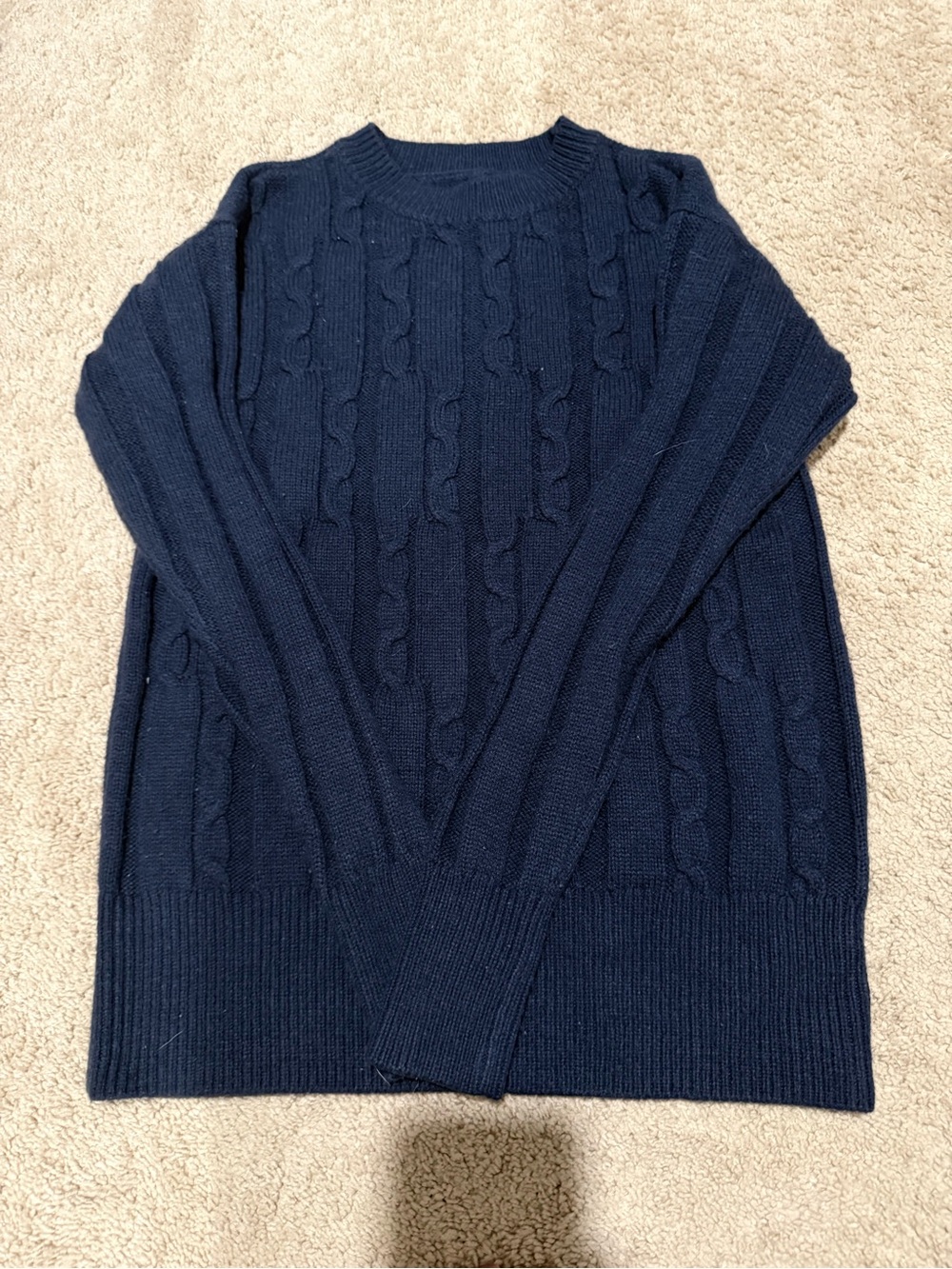 SO Navy Cable-Knit Crewneck Sweater